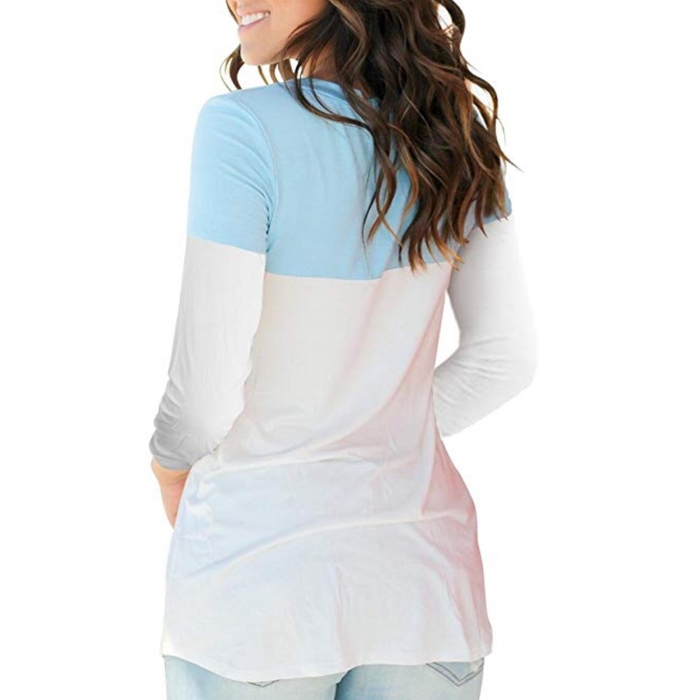 Beautiful women v neck t shirt with suede pockets - Picture 2 of 2